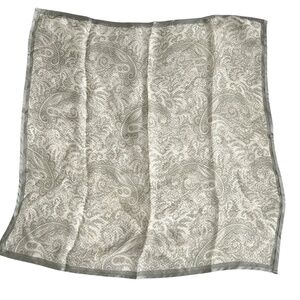 Ralph Lauren Silk Scarf Pale Green & Cream 22" Square Paisley